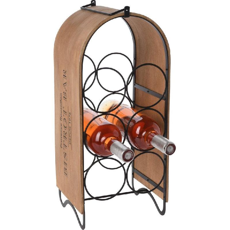 Range bouteilles à poser en bois et métal pour 6 bouteilles L21,5 x P18 x H49cm_1