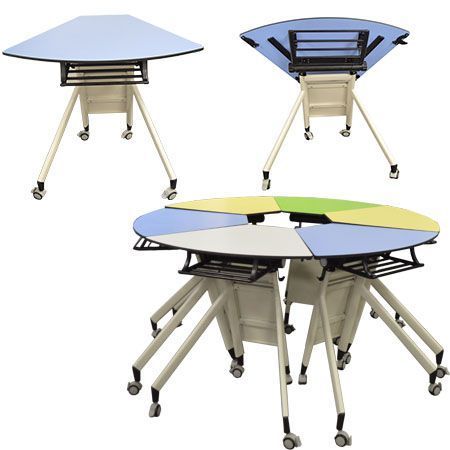 Table modulable ARATAB DYN ECO - 6 tables avec station de recharge Mobicharge, rabattables et empilables_1