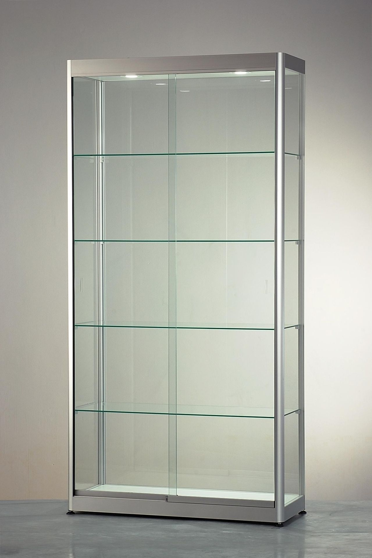 Vitrine haute argent l 100 cm avec structure aluminium et