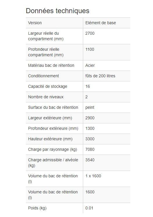 241188W - Rayonnage combi 2 S16-L avec bac de rétention peint - stockage de liquides inflammables et 16 fûts de 200L_1