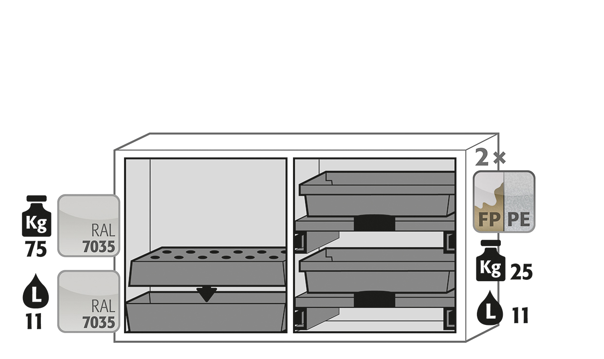 Armoire de sécurité combinée K-UB-90 modèle K90.060.110.050.UB.2T - Réf 30365-001-33845 - Type 90/30 avec 3 compartiments séparés_1