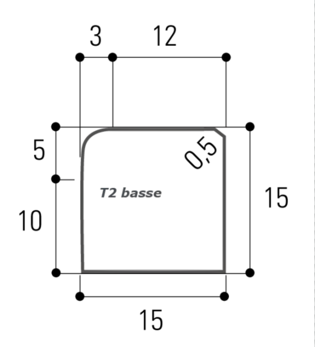 Bordure T2 charretière 100 cm