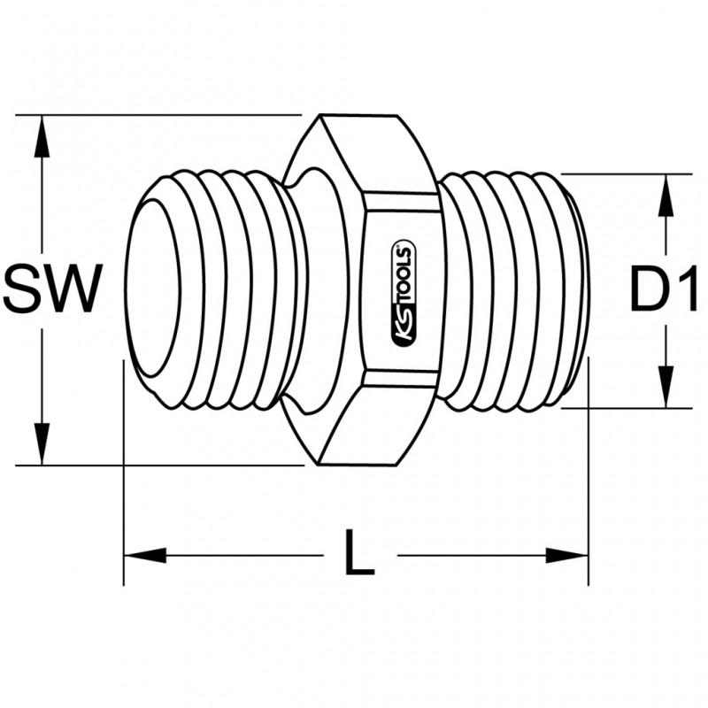 KS TOOLS 515.3380 RACCORDS D'AIR COMPRIMÉ 1/4'' GX1/4'' G  CLÉ 17MM L.23MM_1