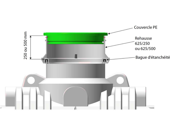 Rehausse PE pour microstation Puroo - Ø 616 mm - Hauteur 25 cm ou 50 cm - Poids 2 kg ou 4 kg_1