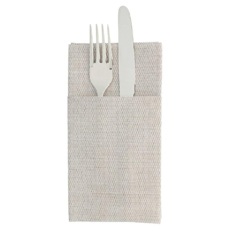 Serviette-étui pour couverts effet tissu chocolat 40x40cm - par 700_1