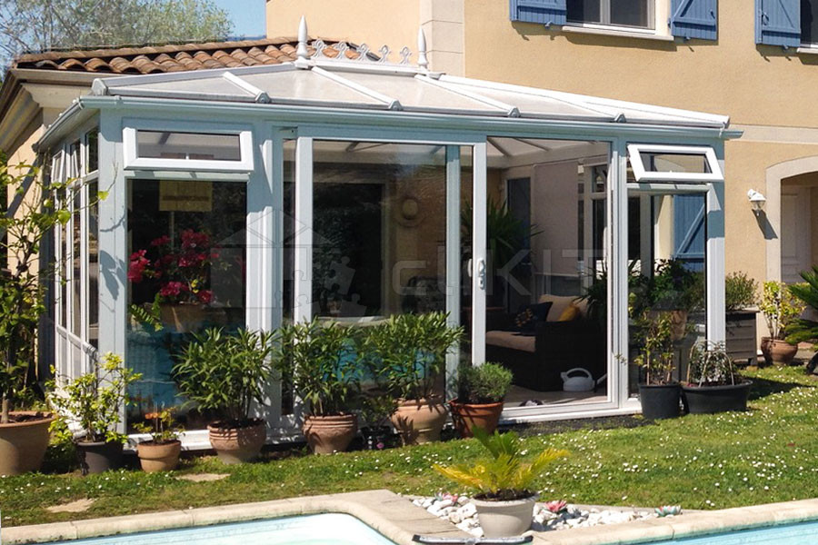 Véranda sur mesure NOTTINGHAM V4 - Version Vitrage sans Imposte_1