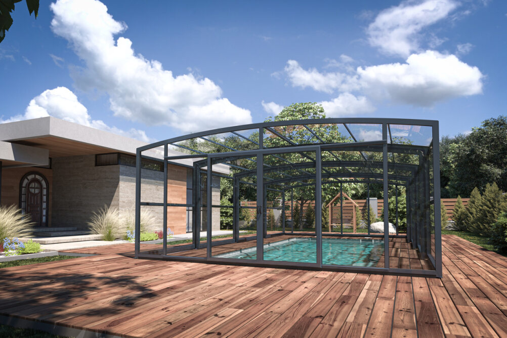 Abri piscine mi-haut Altäis - lignes raffinées, hauteur maximale 1,80m, protection et confort toute l'année_1