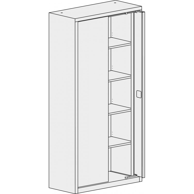 Armoire de bureau à portes escamotables - tablettes réglables et options de rangement sécurisé_1