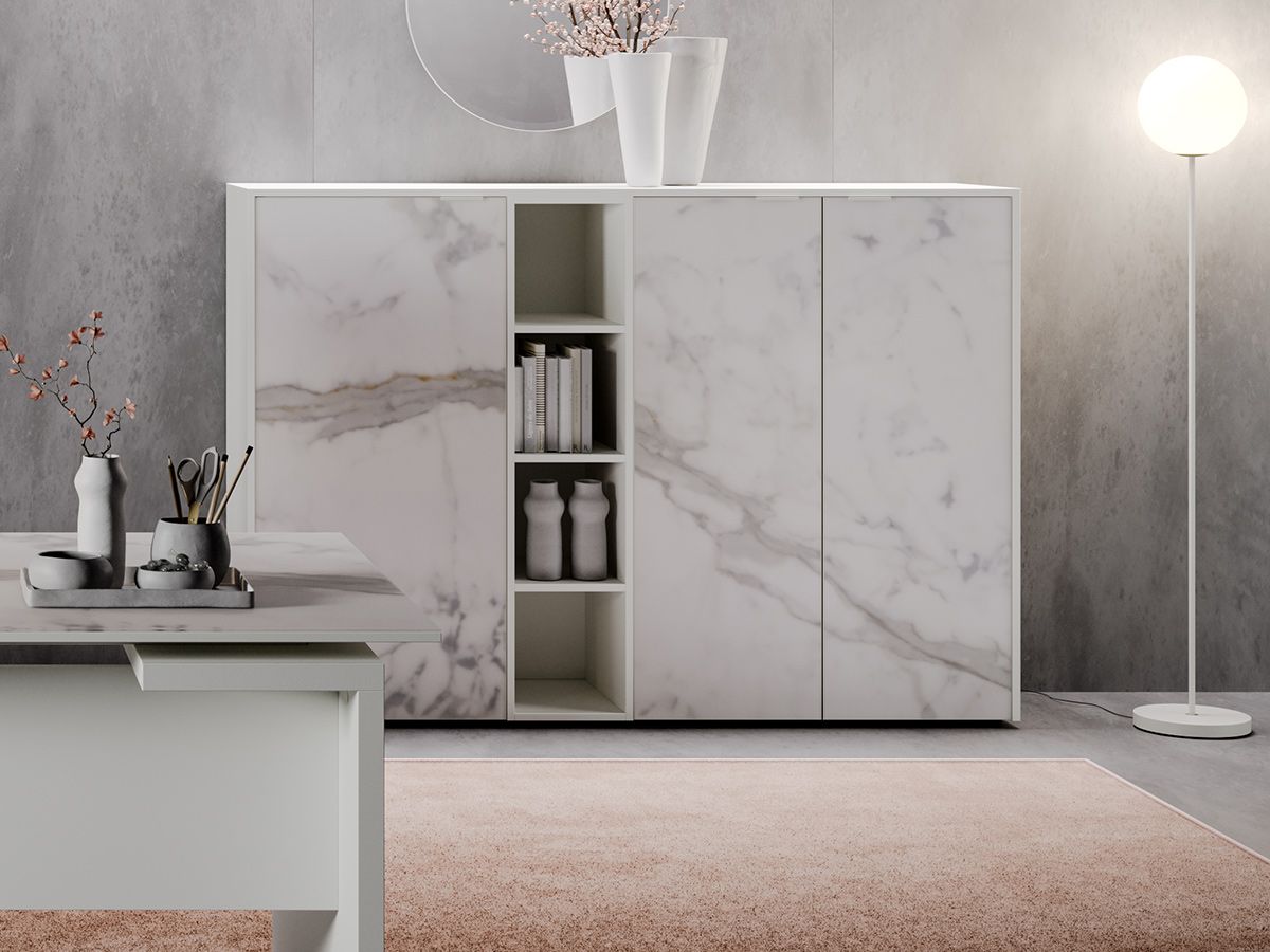 Armoire mi-haute portes battantes en verre marbré cilla c4 l184 x h130 cm_1