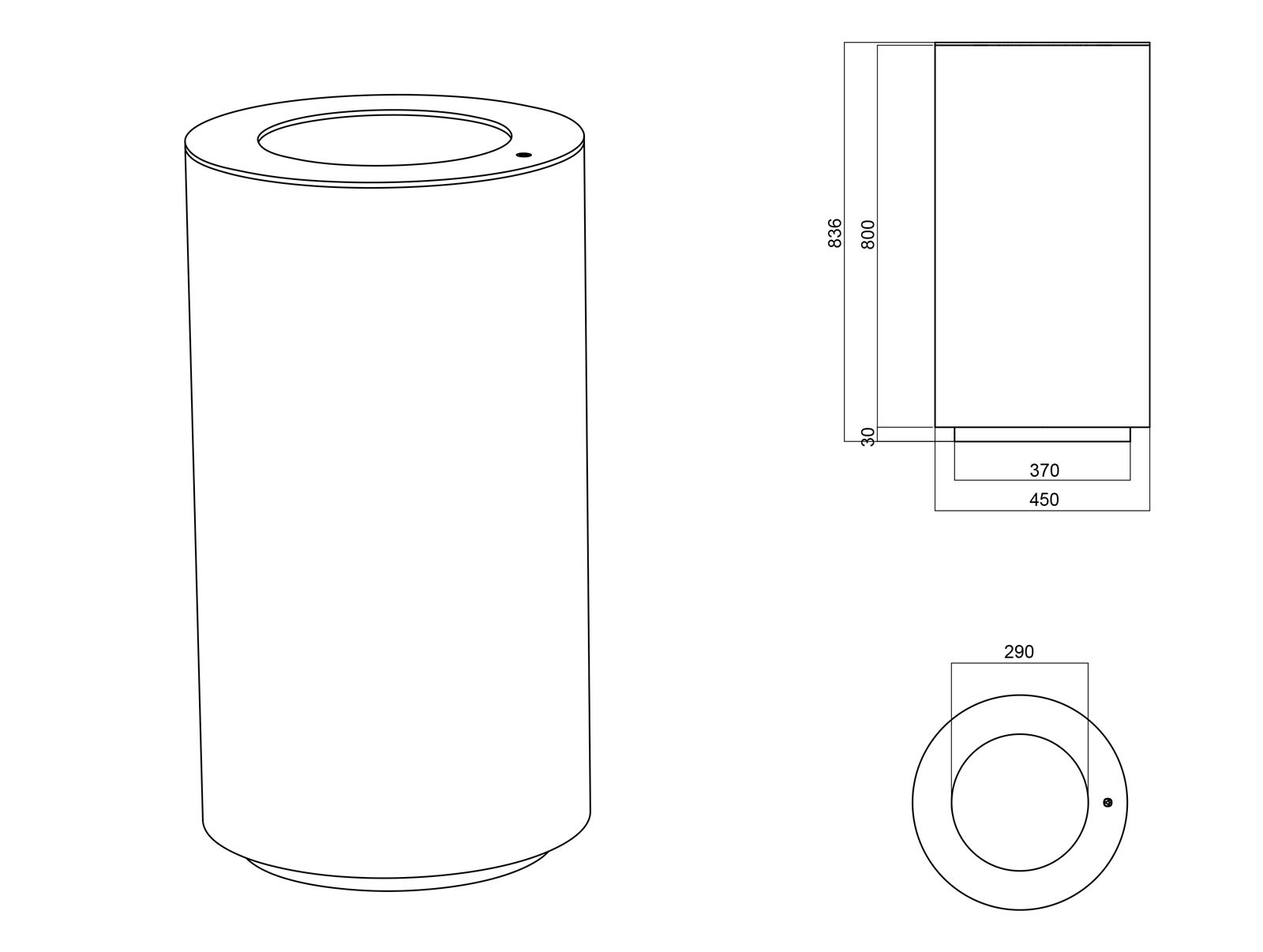 La corbeille Simply - Poubelle publique - The Italian Lab - Diamètre 450 mm, Hauteur 836 mm, Capacité 100L, Poids 35.5 kg_1