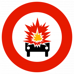 Panneau B18a - Accès interdit aux véhicules transportant des matières explosives ou facilement inflammables - WP Signalisation_1
