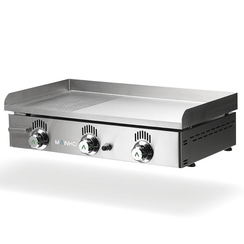 Plancha à gaz NOVO-SNACK semi-rainurée en ACIER rectifié - L800 | Mainho - NSR80N_1
