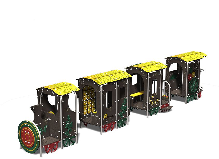 Structure de jeu transport locomotive inox - gamme microparc TR0401I pour enfants de 1 à 8 ans_1