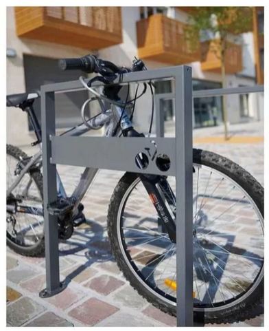Appui Vélos Milan avec Tôle Signalétique - Hauteur 850/855 mm - Largeur 660 mm - Tube acier 50x30 mm_1