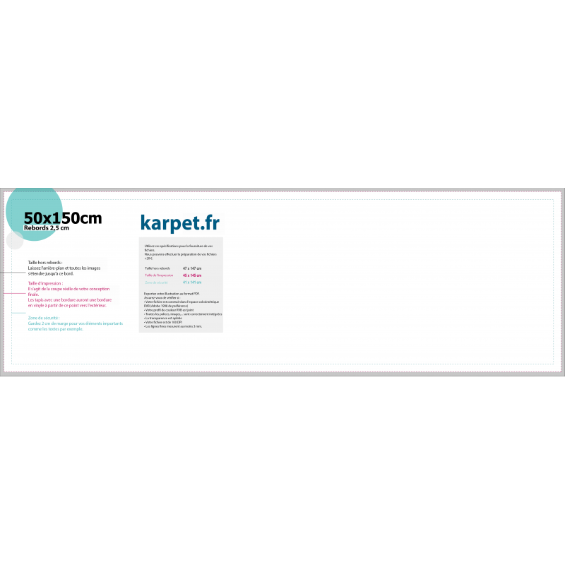 Tapis d'entrée personnalisé Karpet - 50x150 cm - rebords 2,5 cm - absorbant, anti-dérapant, lavable - PE02_1