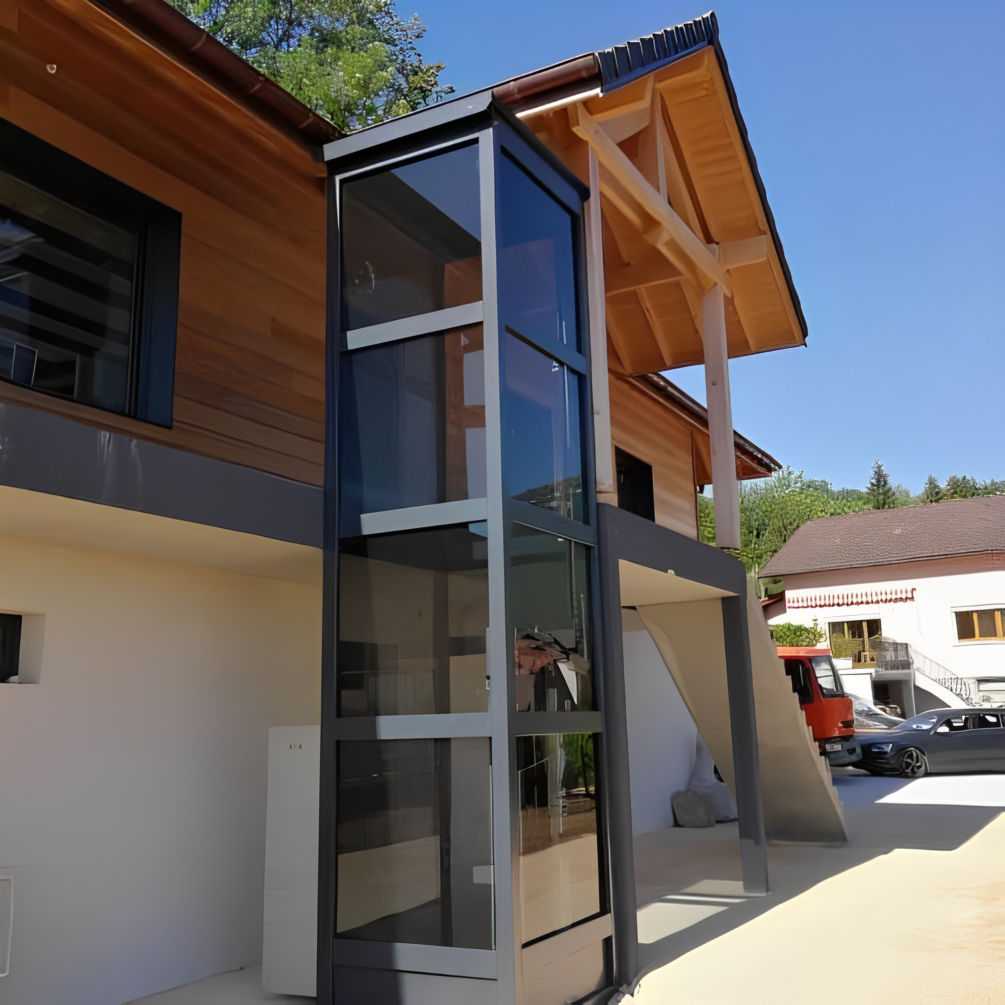 Ascenseur extérieur adaptable pour habitation ou lieu public