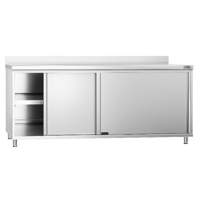 Meuble bas inox adossé P 600 mm avec portes - 2000_1