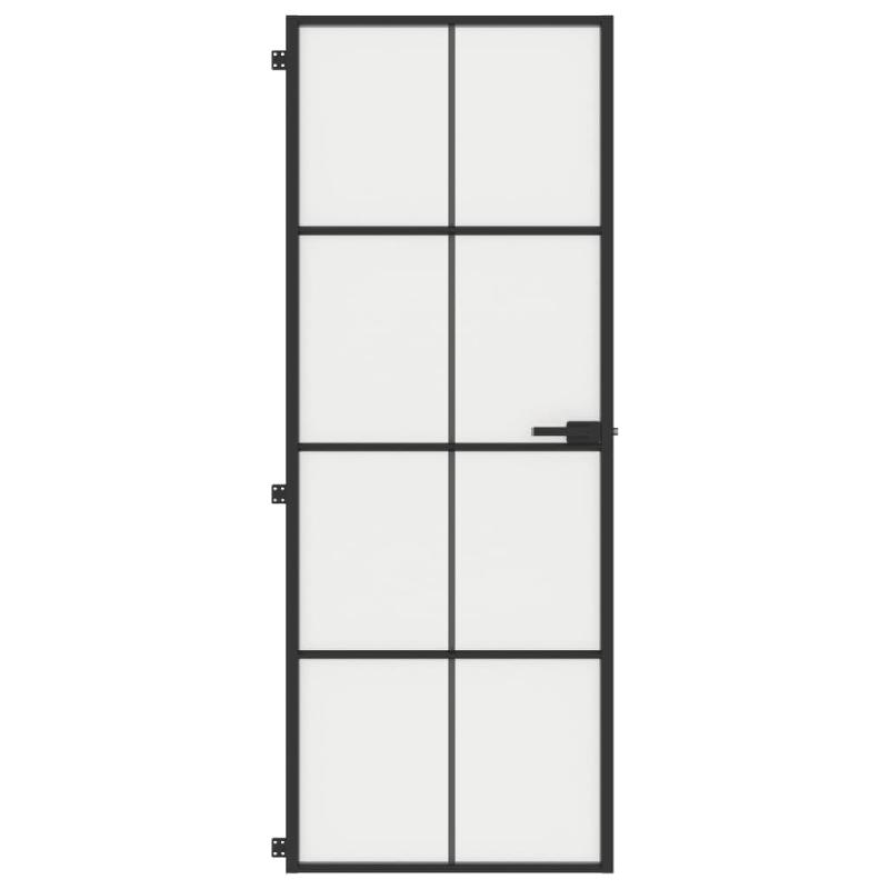 Vidaxl porte intérieure mince noir 76x201,5 cm verre trempé aluminium 155125_1