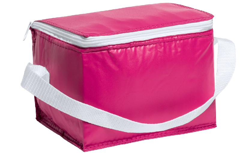 Sac isotherme en PVC avec fermeture-éclair et renfort aluminium - Capacité pour 6 boîtes de 0,33L - Couleur fuchsia_1