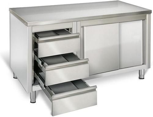 Armoire inox sur pieds 140x70cm - tiroirs à gauche_1