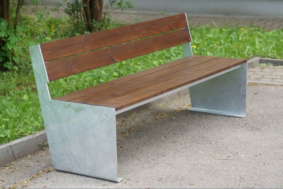 Banc public et méridienne Riga - châssis renforcé 8mm - acier galvanisé ou polyester - pin ou mélèze - 180cm_2