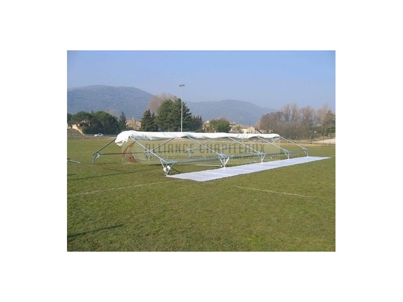 Tente de stockage fermée complète - structure fixe en acier - couverture unie - ancrage au sol avec platine - 8x6x3.30m - homologuée CTS7 - fabrication française_1