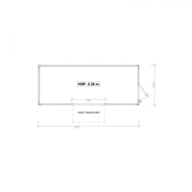 Bungalow neuf type Snack 6 mètres - porte pleine, fenêtre snack, plancher bois-ciment, 13,4 m²_1