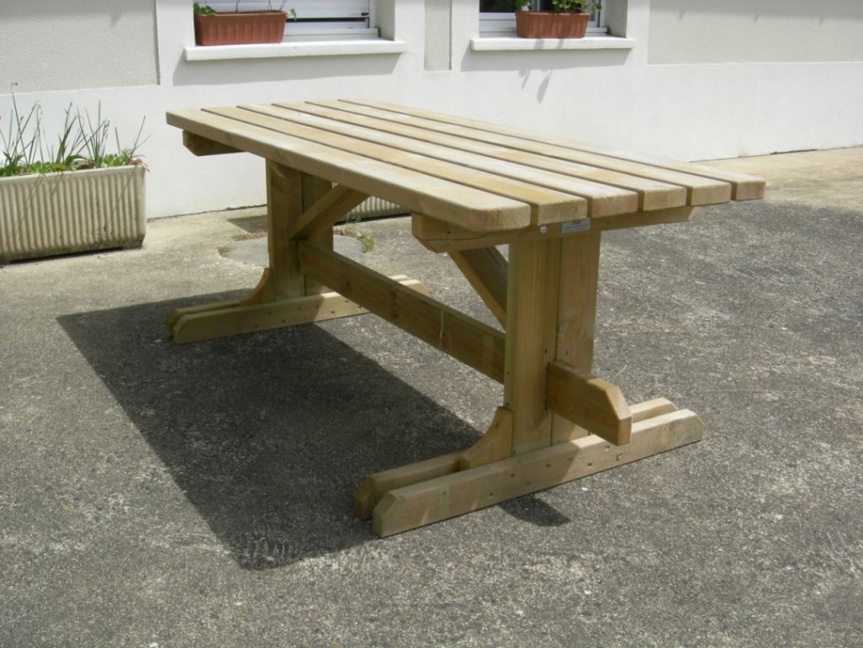 Table publique clairière en pin sylvestre 200 x 80 cm accessible en PMR_0