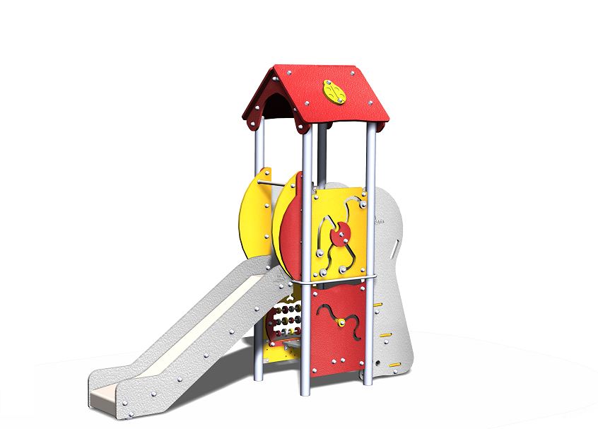 Structure de jeux inox - 1 tour gamme Alpha AL10901I pour enfants de 2 à 7 ans_1