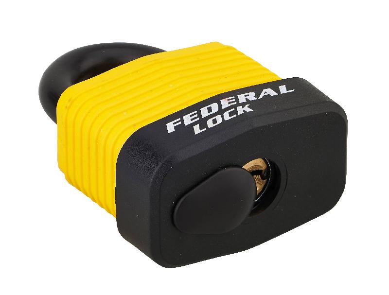 Cadenas à clé Bumper 45 mm - Jaune - Corps acier zingué gainé PVC - Marque Thirard - Réf. 00002842_1