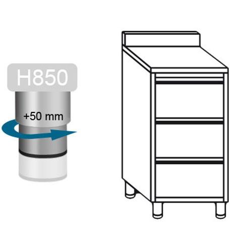 Meuble inox adossé 3 tiroirs profondeur 700 x 500 mm_1