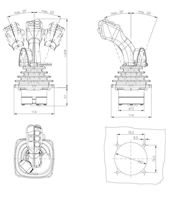 HS2 - Joysticks industriels - Spohn & Burkhardt - Technologie 3D Hall - Jusqu’à 10 millions de cycles_1