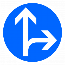 Panneau d'obligation B21d1 - Directions obligatoires tout droit ou à droite à la prochaine intersection - Panneau Made in France certifié CE et NF_1