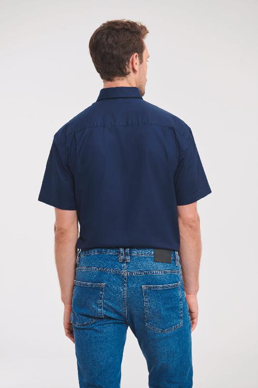 Chemise homme manches courtes Oxford - Réf: RU933M - 70% coton, repassage minimum, tissu épais et résistant_1
