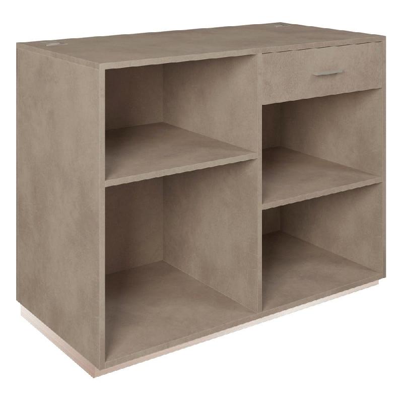 Comptoir Vertigo T01 avec tiroir MDF naturel et béton 120x60x93cm_1