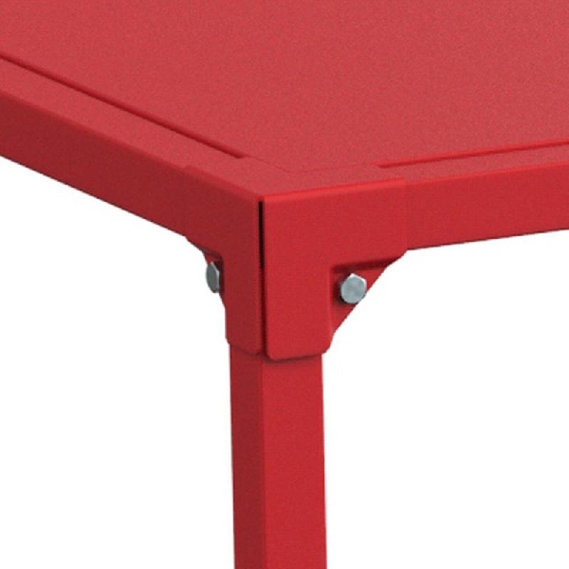 Table GILKIT structure et plateau 2mm en métal rouge 120x60x65 cm_1