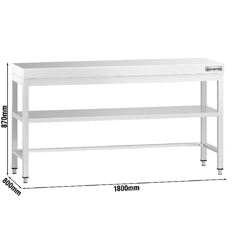 Table Inox de Travail Centrale Premium avec Etagère et Renfort - Profondeur 800 mm - 1800_1