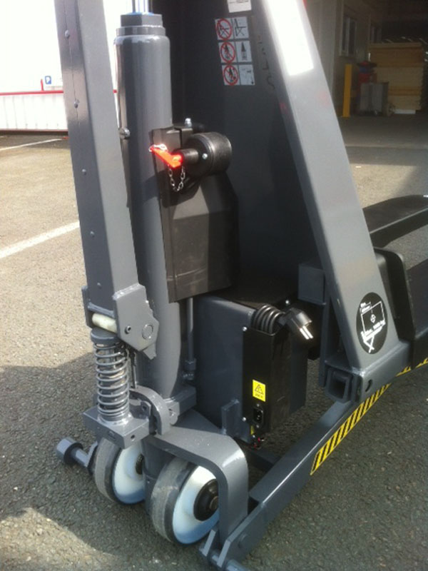 Transpalette haute levée électrique peseur en acier peint - OA HL-379S/B - 1000kg, graduation 0,5kg, précision 0,1%_1