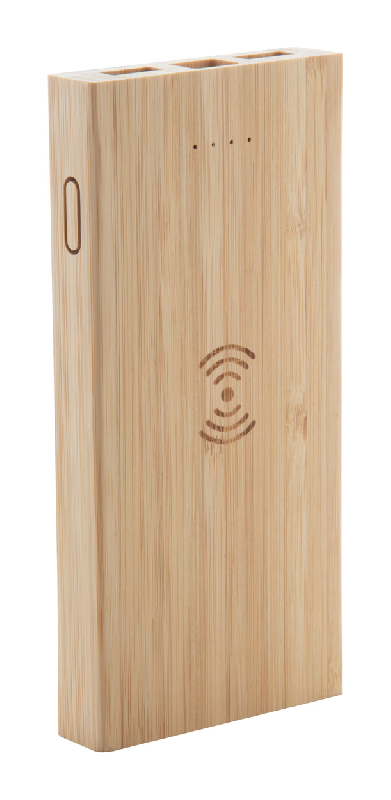 Power bank en bambou - chargeur sans fil intégré - 6000 mAh - 2 sorties USB - couleur naturelle_1