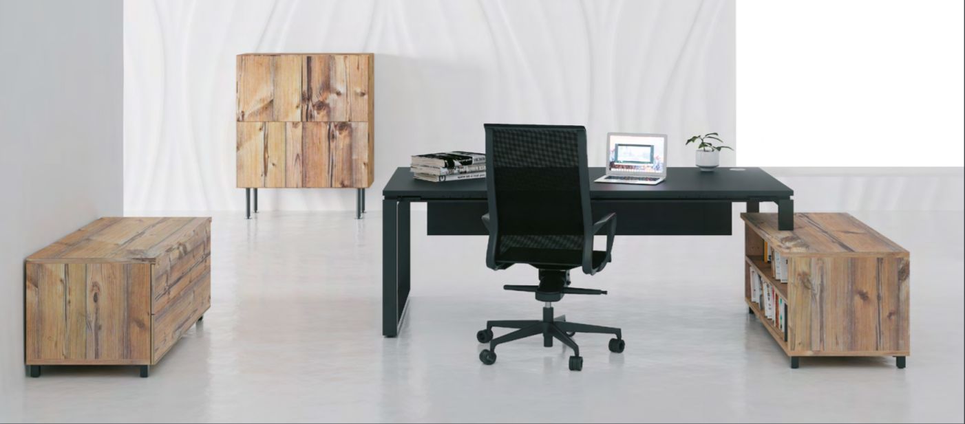 Bureau de direction design contemporain - structure avec pied ouvert et plan de travail épuré - PRESTIGE_1