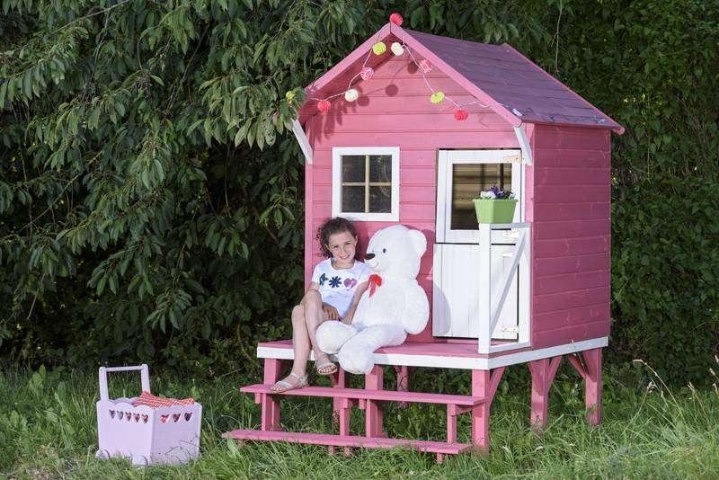 Maisonnette sur pilotis Lena - bois - 1,35 m² - avec porte, fenêtre et escalier_1