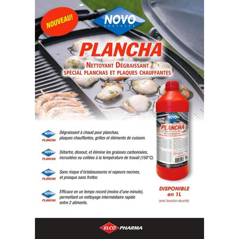 Nettoyant professionnel pour planchas et plaques chauffantes - Novpla - dégraissant ultra rapide à chaud_1
