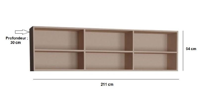 Surmeuble lit escamotable VERTIGO 140 x 200 cm - Taupe mat - 6 niches fixes_1