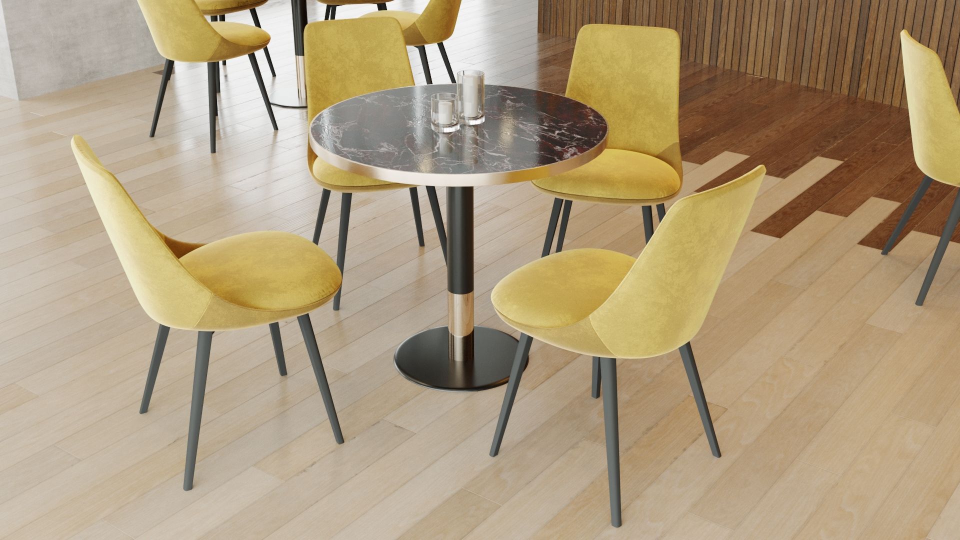 Table de restaurant chic PRAGUE - Piétement personnalisable - Plateaux carrés et ronds jusqu'à 90cm_1