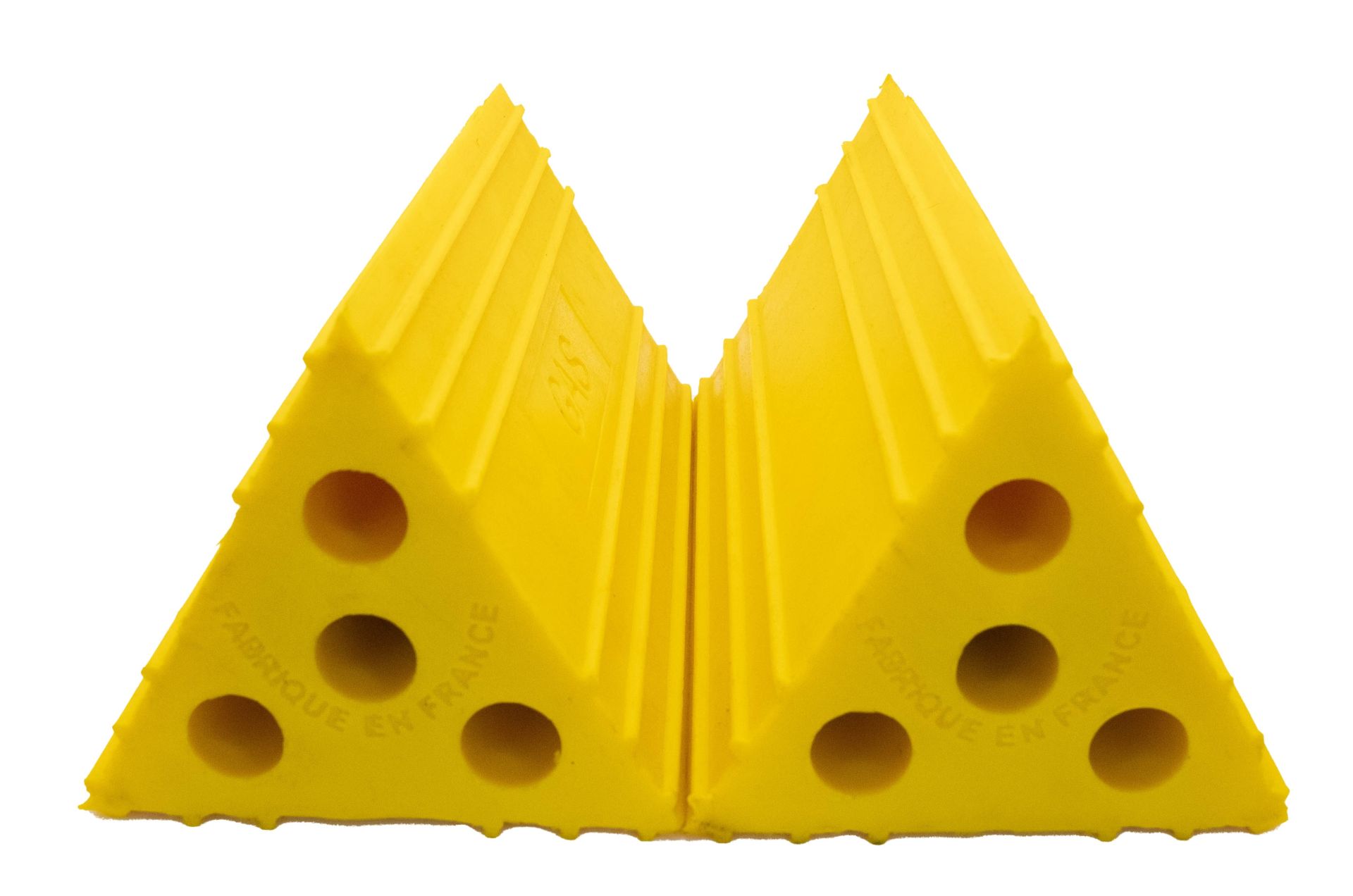 Cale de roue d'aéronef - Fabrication française en polyuréthane - Dimensions 300x150 mm - Haute visibilité_0