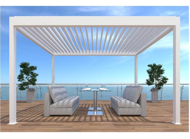 Pergola bioclimatique autoportée manuelle Zéphir 3x4 m en aluminium - couleur blanche_1