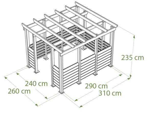 Pergola - cache-conteneurs - cofradis - en plastique recyclé_1