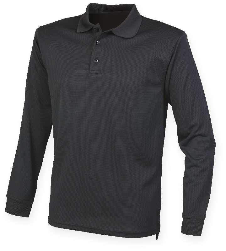 Polo Cool Plus manches longues unisexe - Henbury - 100% polyester micro piqué - Réf : H478_1