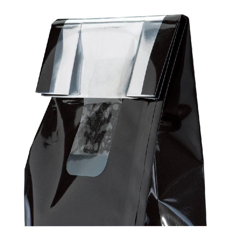 Sachet à fenêtre et fond plat - glossy noir - 9+4.5x24 cm - par 50 - Apte au contact alimentaire_1
