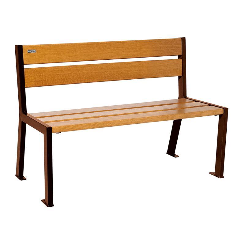 Banc Acier et Bois Silaos 5 ou 6 lames - Structure en tube acier 30 x 50 mm - Assise et dossier en chêne certifié PEFC - Deux longueurs disponibles_1